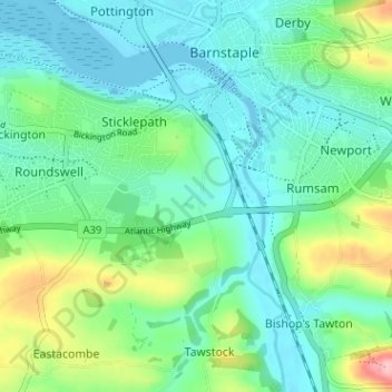 Topografische Karte Lake, Höhe, Relief