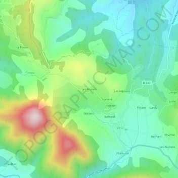 Topografische Karte Les Brunets, Höhe, Relief