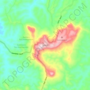 Topografische Karte Gore, Höhe, Relief