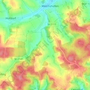 Topografische Karte Eglhof, Höhe, Relief