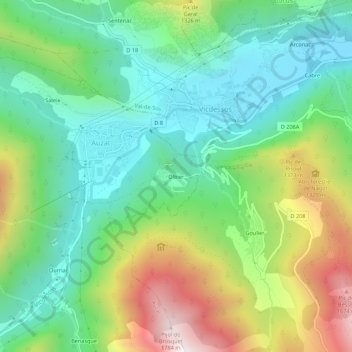 Topografische Karte Olbier, Höhe, Relief