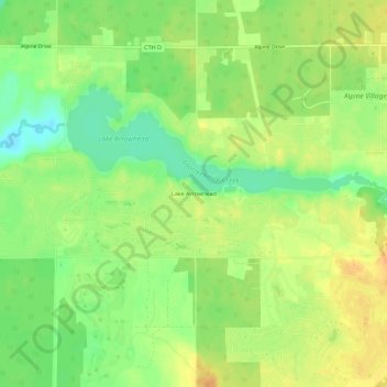 Topografische Karte Lake Arrowhead, Höhe, Relief