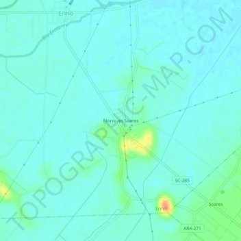 Topografische Karte Morro do Soares, Höhe, Relief