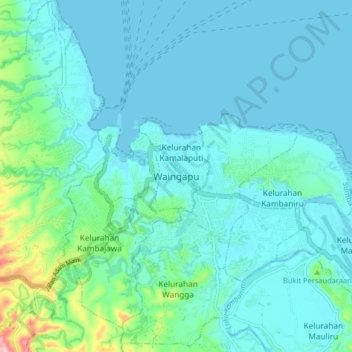 Topografische Karte Waingapu, Höhe, Relief