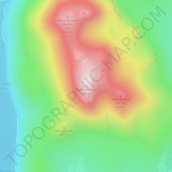 Topografische Karte Slieve Binnian, Höhe, Relief