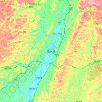 Topografische Karte 惠水县, Höhe, Relief