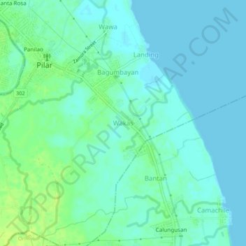 Topografische Karte Wakas, Höhe, Relief