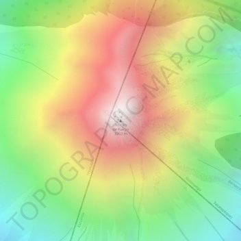 Topografische Karte Volcán de Fuego, Höhe, Relief