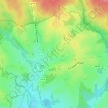 Topografische Karte La Croix Saint Riz, Höhe, Relief