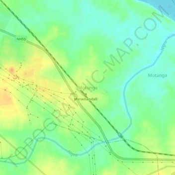 Topografische Karte Motunga, Höhe, Relief