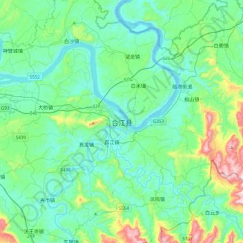 Topografische Karte 合江县, Höhe, Relief