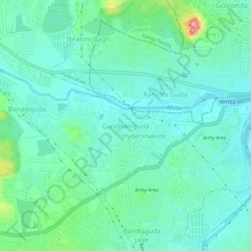 Topografische Karte Gandhamguda, Höhe, Relief