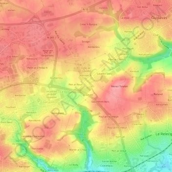 Topografische Karte Salanguis, Höhe, Relief