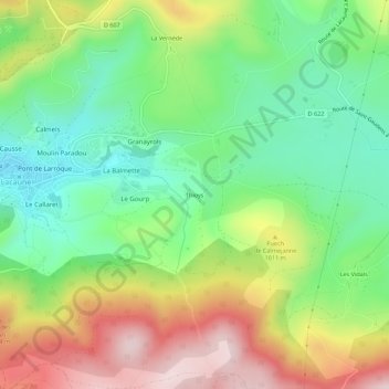 Topografische Karte Thioys, Höhe, Relief
