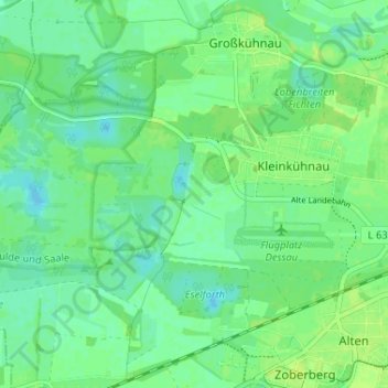 Topografische Karte Siedlung Bergens Busch, Höhe, Relief