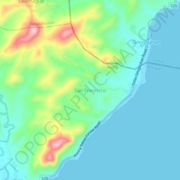 Topografische Karte San Francisco, Höhe, Relief