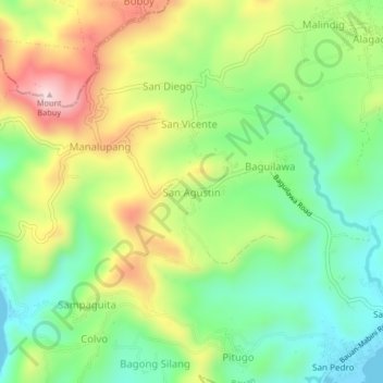 Topografische Karte San Agustin, Höhe, Relief