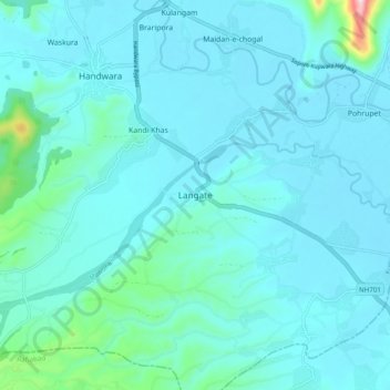 Topografische Karte Langate, Höhe, Relief