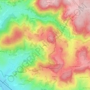 Topografische Karte Chapey, Höhe, Relief