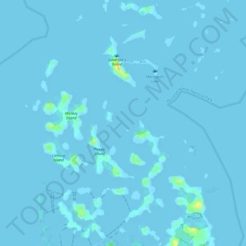 Topografische Karte Hundred Islands, Höhe, Relief