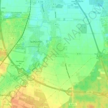 Topografische Karte Bergham, Höhe, Relief