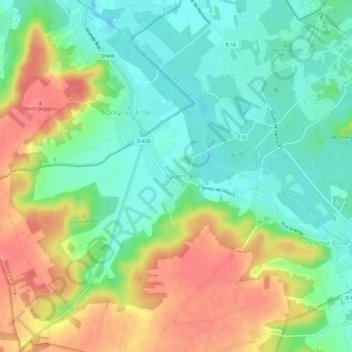 Topografische Karte Auvers, Höhe, Relief
