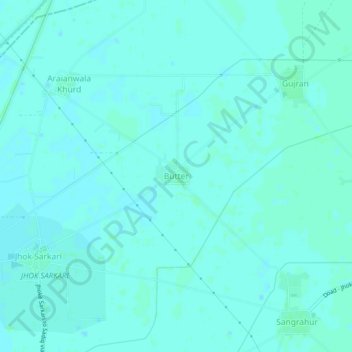 Topografische Karte Butter, Höhe, Relief