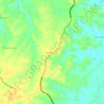 Topografische Karte Majasari, Höhe, Relief