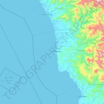 Topografische Karte South Pandan Island, Höhe, Relief
