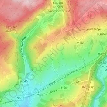 Topografische Karte Rivage, Höhe, Relief