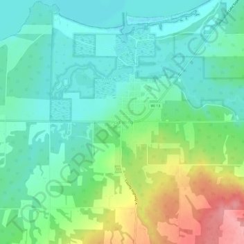 Topografische Karte Port Wing, Höhe, Relief