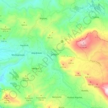 Topografische Karte Σπήλι, Höhe, Relief
