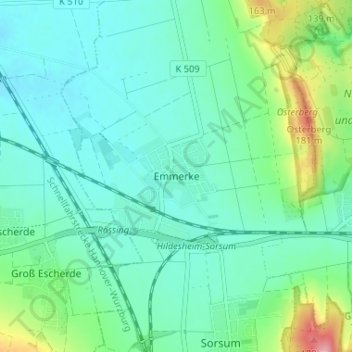 Topografische Karte Emmerke, Höhe, Relief