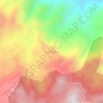Topografische Karte Poombarai, Höhe, Relief