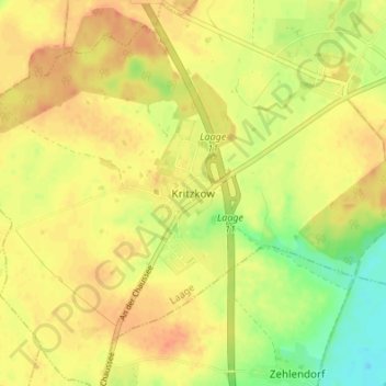 Topografische Karte Kritzkow, Höhe, Relief