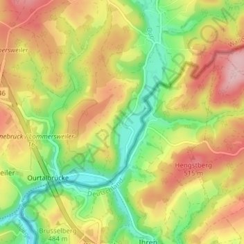 Topografische Karte Weppeler, Höhe, Relief