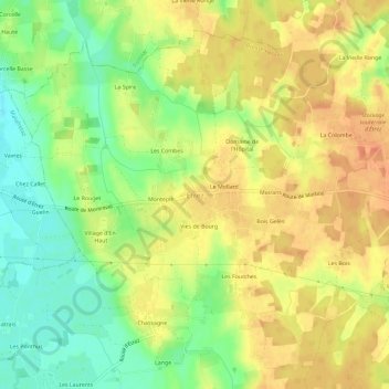 Topografische Karte Étrez, Höhe, Relief