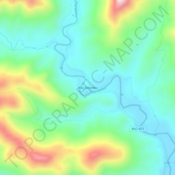 Topografische Karte Alto Sinimbu, Höhe, Relief