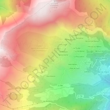 Topografische Karte Léard, Höhe, Relief