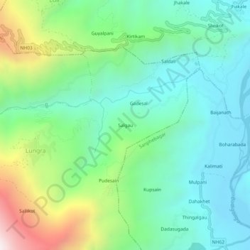 Topografische Karte Salgau, Höhe, Relief