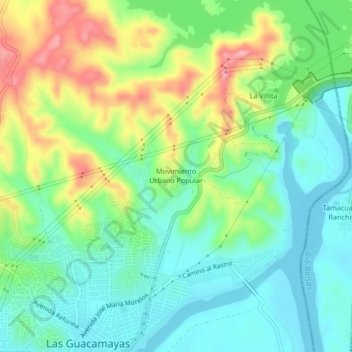 Topografische Karte Movimiento Urbano Popular, Höhe, Relief