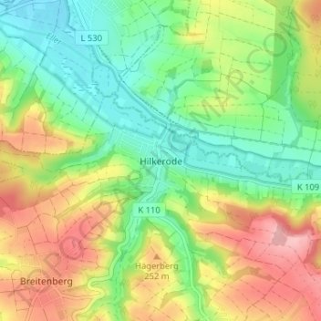 Topografische Karte Hilkerode, Höhe, Relief