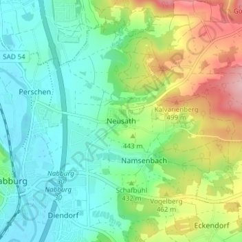 Topografische Karte Neusath, Höhe, Relief