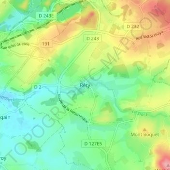 Topografische Karte Réty, Höhe, Relief