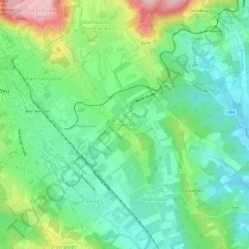 Topografische Karte Krottendorf, Höhe, Relief