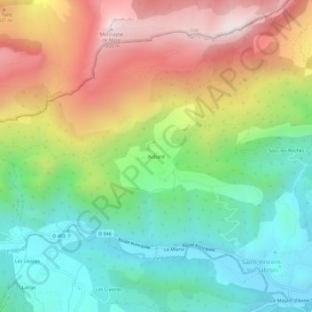 Topografische Karte Aubard, Höhe, Relief