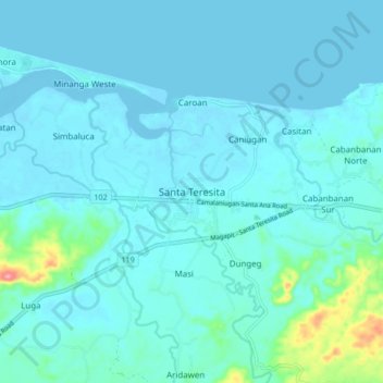 Topografische Karte Santa Teresita, Höhe, Relief