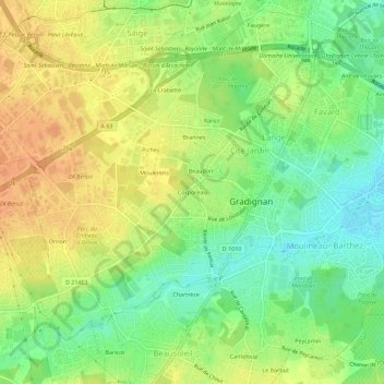 Topografische Karte Corporeau, Höhe, Relief