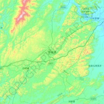 Topografische Karte 罗城县, Höhe, Relief