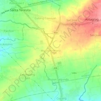 Topografische Karte Muzon Primero, Höhe, Relief